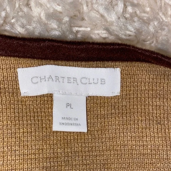 Charter Club Tan and Navy Colorblock Cardigan Size PL - Picture 5 of 10